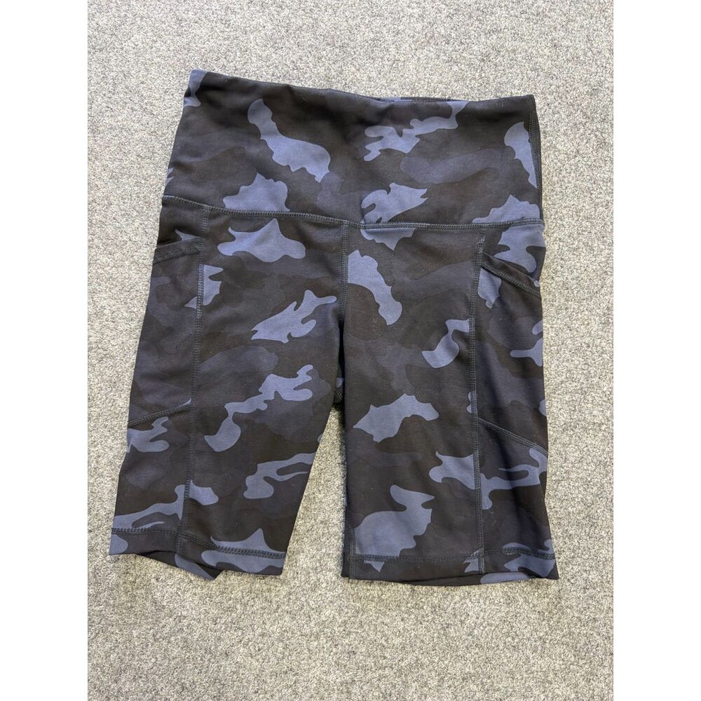 Yogalicious Lux Women's Blue Camo High Waisted Biker Shorts w/Pockets